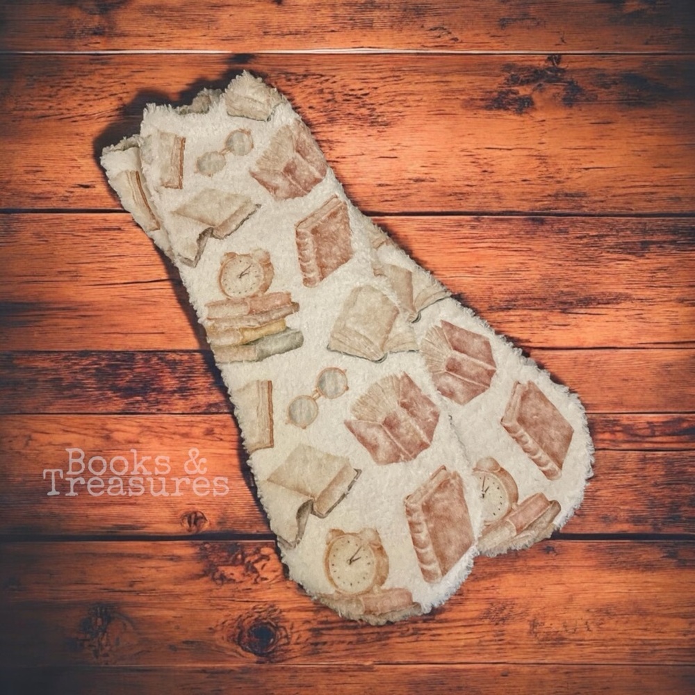 Cozy Bookish Socks with Fuzzy Book Pattern Perfect Gift for Readers Handmade